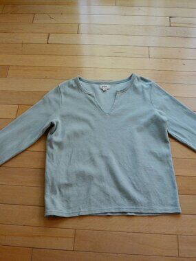 Pact Long Sleeve Waffle Knit Shirt Top Size L
